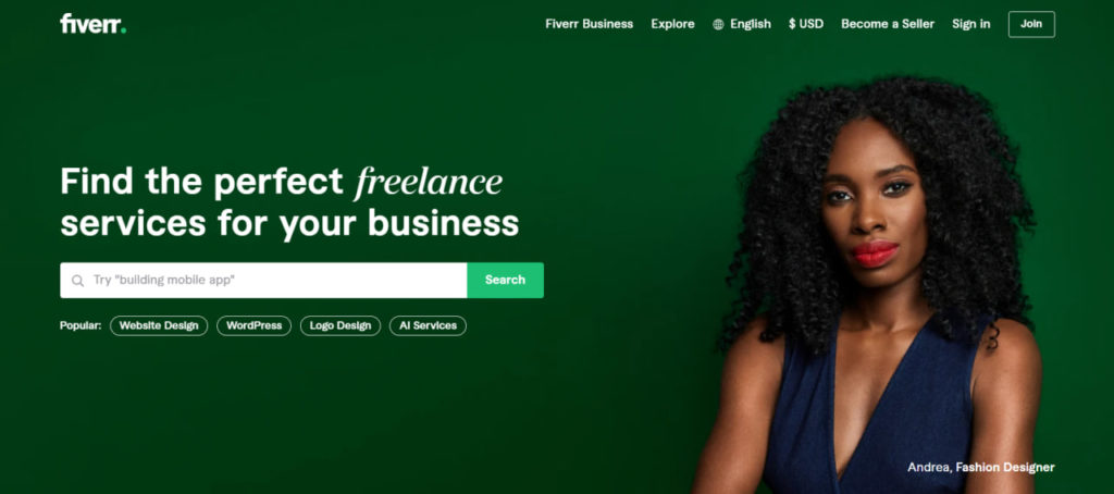 fiverr, an online website for freelancer
